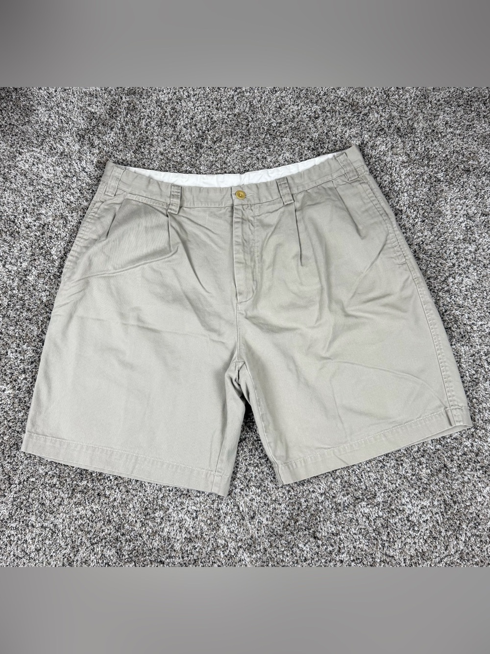 Sz 38W Men’s Nautica Pleated Front Chino Shorts Tan Beige